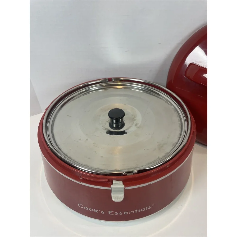 Cook's Essentials Thermal Food Carrier Red Insulated Round Server Potluck